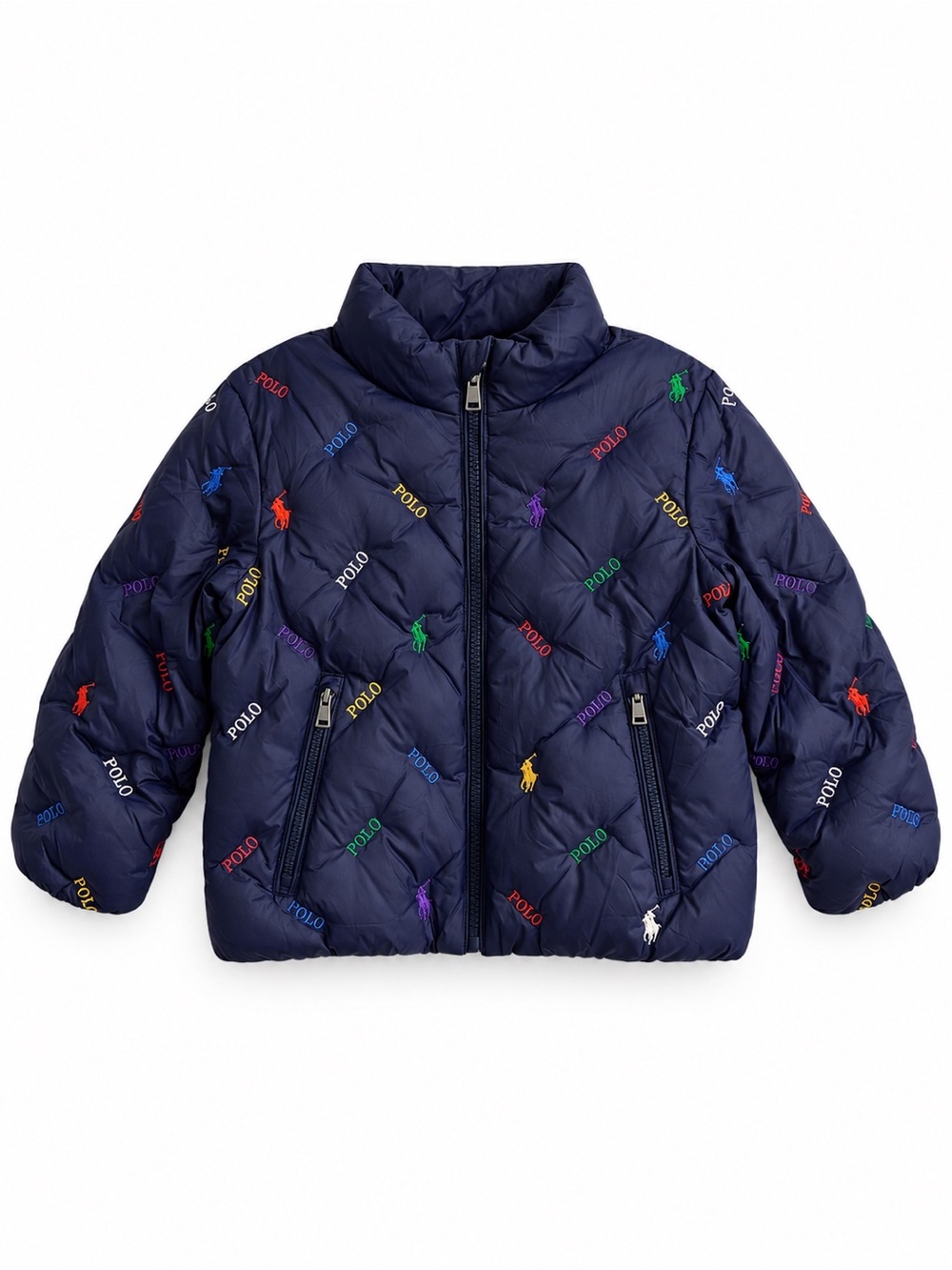 Polo Ralph Lauren Girls 3T Navy Logo Down Puffer Jacket Unisex